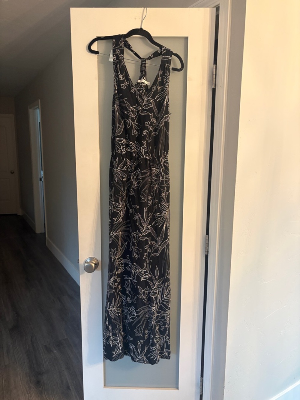 Reitmans Black Maxi Dress with White Botanical Print